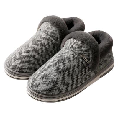 高包跟保暖简约风室内加绒棉鞋男