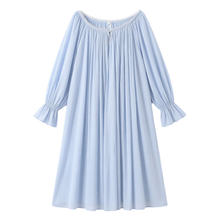 少女纯棉睡裙长款女款2026新款法式薄款甜美公主风棉纱睡衣女春秋