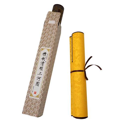 清明上河图国画 玉片珍藏版 精致锦绫 全景全卷 人物 传世名画