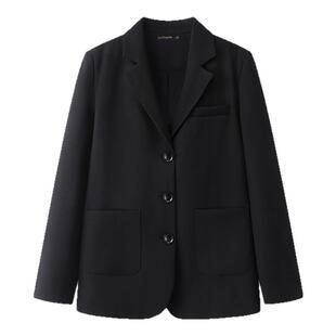 拉夏贝尔/La Chapelle黑色西装外套女春季新款高级感韩版休闲西服