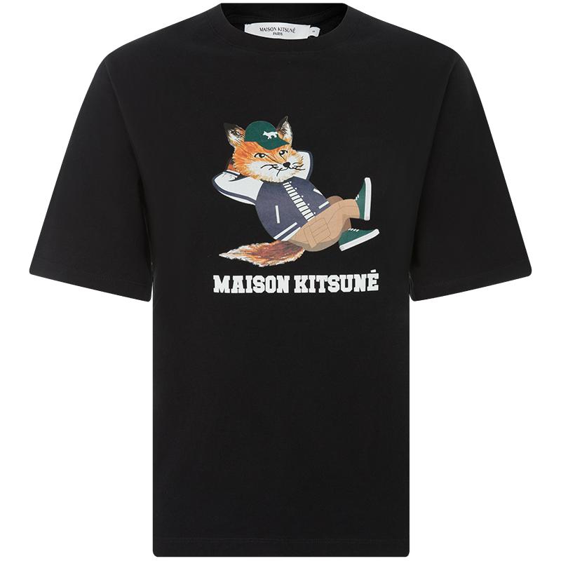 MAISON KITSUNE 夏季女士纯色棉质卡通印花正肩T恤短袖 银泰百货