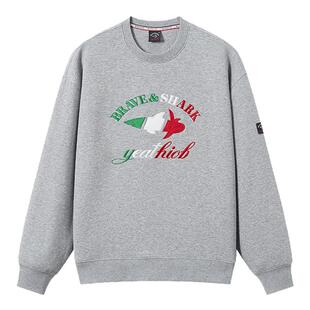 BRAVE&SHARK/勇士鲨鱼黑白灰经典三色卫衣男2025年春秋刺绣上衣