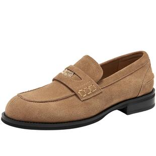 BeauToday平底乐福鞋女款春季英伦风小皮鞋女真皮女单鞋通勤女鞋