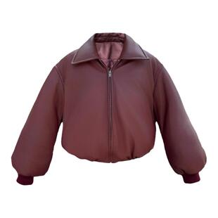 整张小羊皮时髦冬季休闲夹克翻领百搭厚实保暖短款外套面包鹅绒服