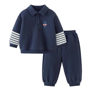 迷你巴拉巴拉男童运动套装2026春季新款宝宝衣服海军风休闲两件套
