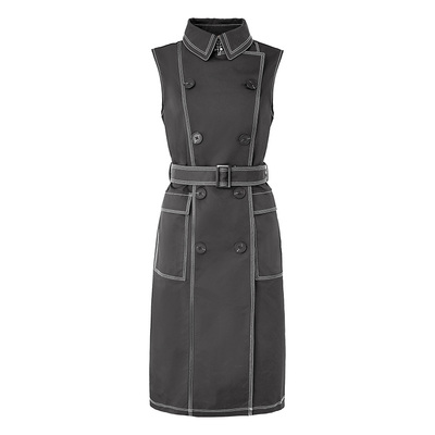 OROLAY无袖中长款英伦风风衣