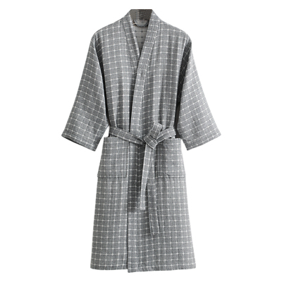 英夫仕纯棉三层纱布浴袍男士浴巾