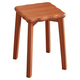 实木家用客厅可折叠方凳餐厅备用中古风耐用木头高凳子卧室梳妆凳