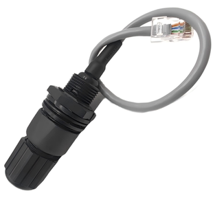 带线网桥网络线以太网面板固定接头IP68防水连接器 RJ45防水堵头