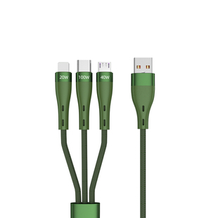 三合一充电线适用苹果华为安卓一拖三100W快充6A全兼容闪充数据线