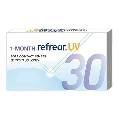 日本直邮refrear UV月抛 透明片1-MONTH 隐形眼镜 6片装正品