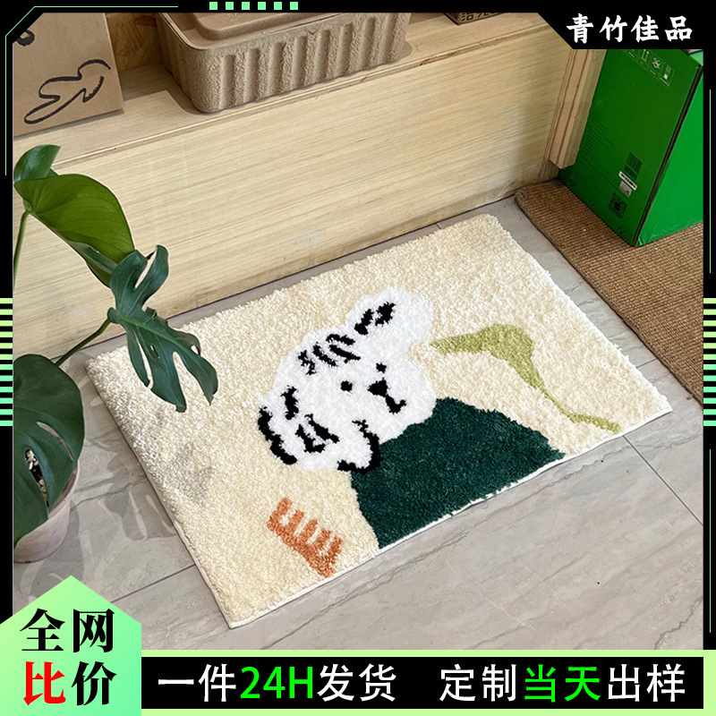 植绒加厚浴室防滑吸水进门垫仿羊绒门口垫地家用地毯地门脚垫垫踩