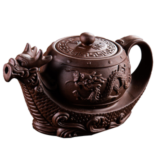 宜兴紫砂壶朱泥大容量茶壶 中式泡茶壶 大号家用单壶功夫茶具套装