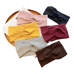 彩色交叉瑜伽运动发带女秋冬跑步吸汗头巾洗脸束发带针织头套头带