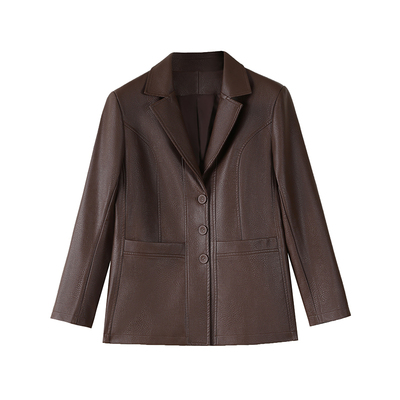 恒源祥妈妈装显瘦绵羊皮夹克外套