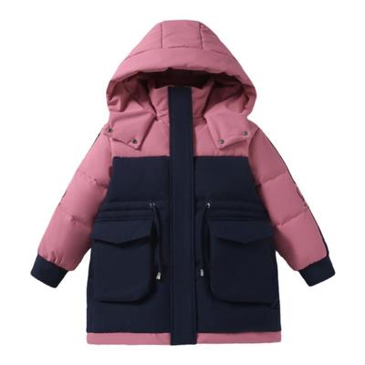 新款巴拉品女童中长款加厚羽绒服