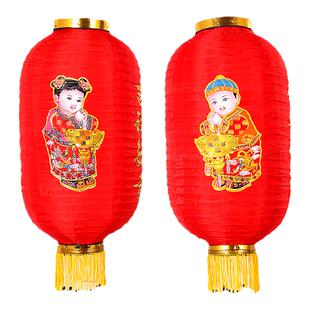 防水拉丝折叠舞蹈冬瓜长挂树灯笼新年装饰大红百福人物灯场景布置