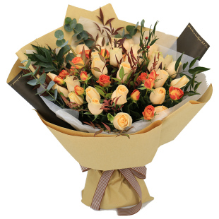 每周新款！33朵香槟玫瑰花束生日鲜花速递同城北京上海小时达