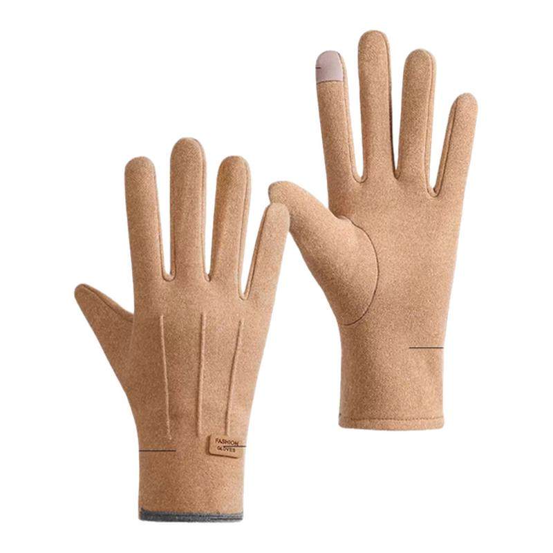 德绒手套女士冬天加绒保暖户外东北开车防寒手套男冬季骑行可触屏