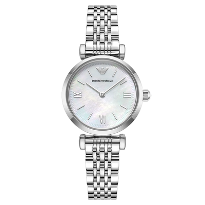 阿玛尼轻奢母贝石英白月光女表