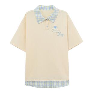 森女部落设计感可爱小狗刺绣短袖t恤女2026新款显瘦宽松上衣夏季