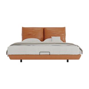 曲美家居官方家具大象耳朵主卧双人真头层牛皮齐边软包悬浮马丁床