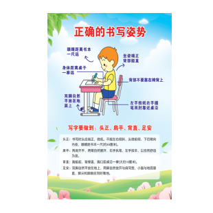 小学生正确坐姿儿童正确的握笔姿势写字方法图挂图幼儿园姿势墙贴