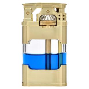 网红首领高端煤油打火机复古创意齿轮联动个性可视透明油仓送男礼