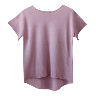 【7折出清】忆旧冰麻针织T恤女春夏2025新款宽松短袖百搭打底上衣