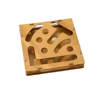 猫咪自嗨解闷神器宠物益智掏洞玩具游戏迷宫盒子逗猫棒轨道铃铛球