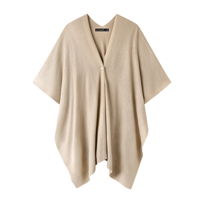 拉夏贝尔/La Chapelle新中式旗袍披肩女士长款遮肚子百搭针织上衣