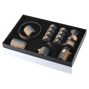 陶明堂功夫茶具套装轻奢高档家用欧式现代盖碗新中式黑陶泡茶茶具