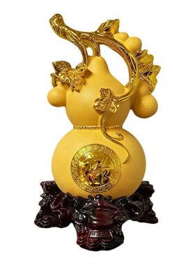 泰山直发实木福禄纳财葫芦摆件