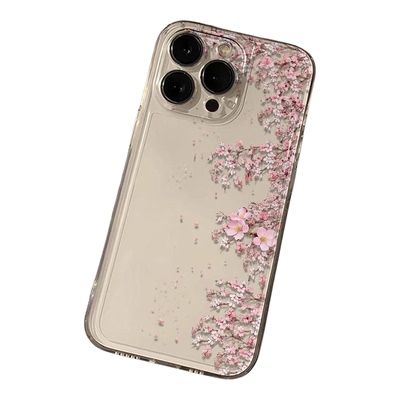iPhone13樱花树枝红米TURBO5ins风VIVOY100I华为NOVA15苹果14小清新软小米17pm适用16PLUS透明手机壳12ProMax