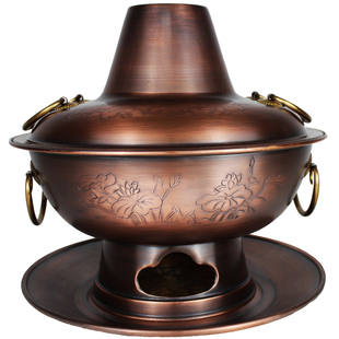 铜火锅纯铜老式特厚老北京木炭铜火锅家用纯紫铜火锅炉复古炭火锅