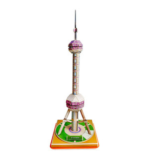 上海外滩地标建筑东方明珠模型diy纸模高铁火车动车3D拼图制作