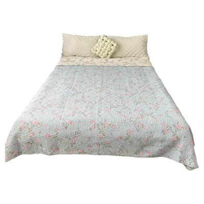 不跑床的斜纹纯棉床盖单件双面用