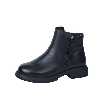 冬季新款真皮平跟加厚羊毛马丁靴