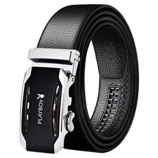 花花公子正品男士皮带真皮自动腰带百搭新款头层牛皮商务休闲裤带