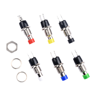 小型圆形按钮PBS-110 2脚7MM自复位无锁点动电源按通按键电源开关