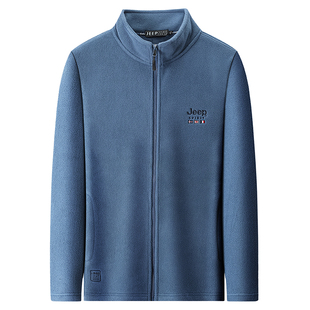 jeep吉普正品秋冬新款抓绒衣男士加绒加厚摇粒绒开衫卫衣休闲外套