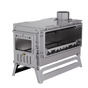 森美户外露营不锈钢柴火炉帐篷取暖2面观火便携烤火煮茶折叠木柴