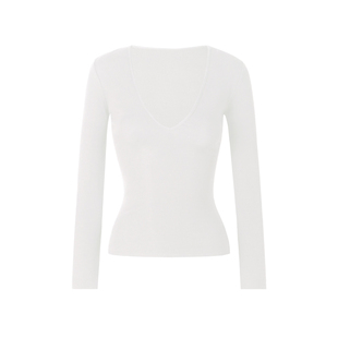 ITSNIKAR 经典V领裸感毛针织衫女秋弹力修身打底衫性感显瘦短上衣