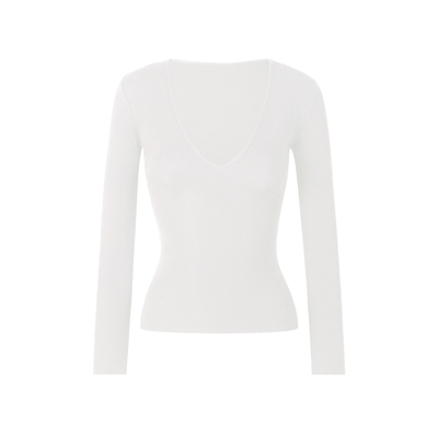 ITSNIKAR 经典V领裸感毛针织衫女秋弹力修身打底衫性感显瘦短上衣