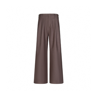 Succinct“棕”拉毛暗条纹宽松A字直筒双褶西裤老钱风秋冬长裤