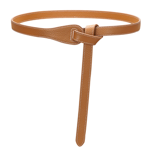 真皮细腰带女款打结装饰大毛衣配连衣裙西装2025新款百搭棕色皮带