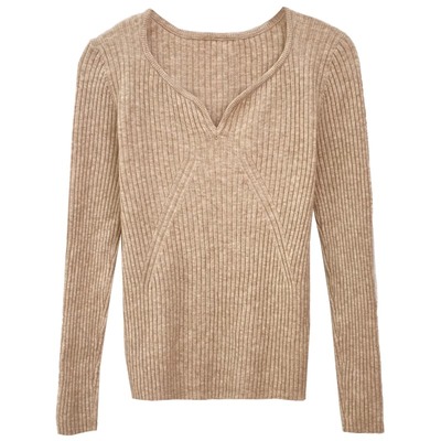 大码V领毛衣女内搭打底衫针织衫