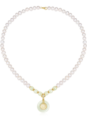 平安扣珍珠项链生日礼物送妈妈