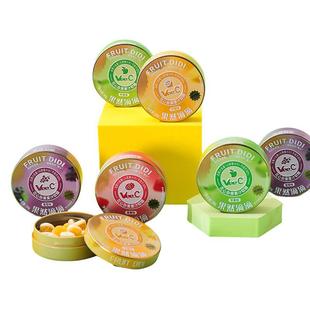 维C果汁酸q糖软糖铁盒装qq糖酸砂水果糖果盒儿童携带零食柠檬草莓