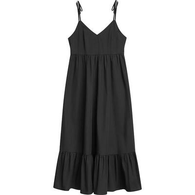 播黑色吊带连衣裙女商场同款2024夏新款v领沙滩长裙BDR2LD1202